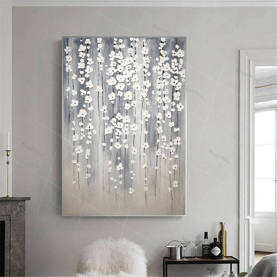 Oversized Silver Paintings Hallway Abstract Canvas Wall Art L4PKG wall art